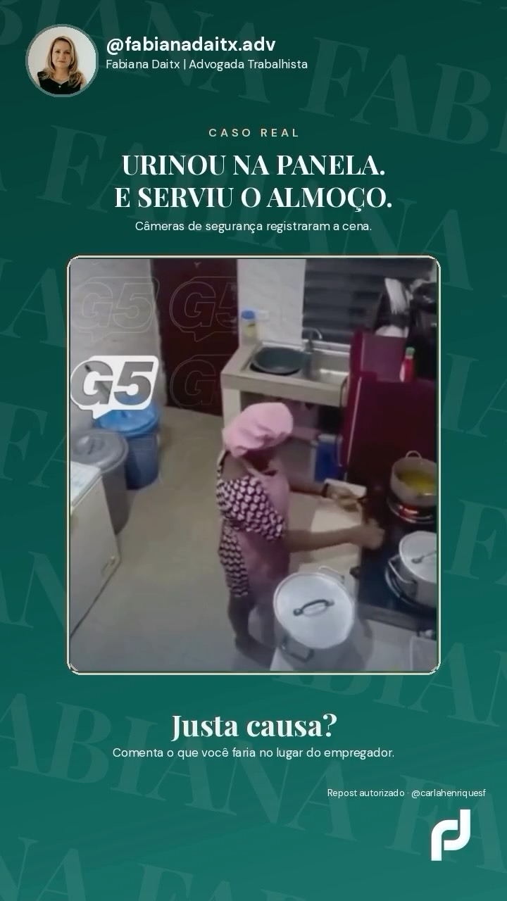 Conteúdo sobre caso real de justa causa no ambiente de trabalho